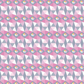 pink and gray pentagons