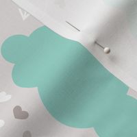 Sweet soft little indian baby dream sleepy night clouds love hearts and indian arrows scandinavian pastel illustration pattern in mint rotated flipped