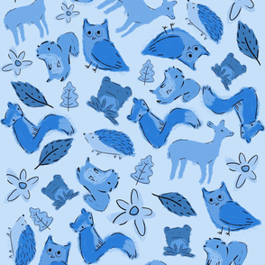 Woodland animals, Blue