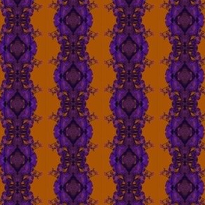 Oxalis Lace Stripes in Purple on Gold - vertical