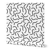 Curly waves and chromosomes pop art twist and curl abstract Scandinavian print black and white SMALL