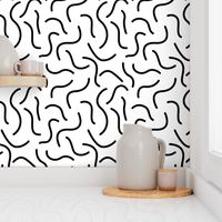 Curly waves and chromosomes pop art twist and curl abstract Scandinavian print black and white SMALL