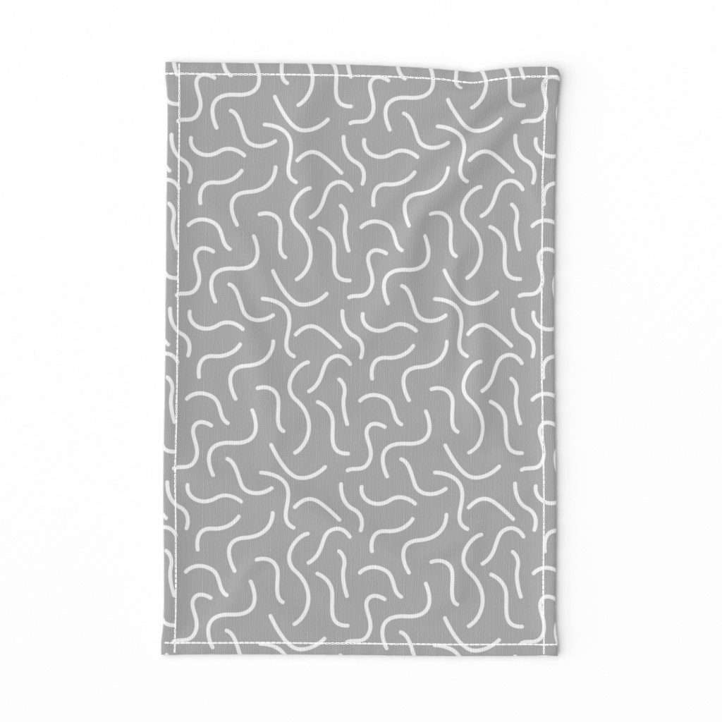 Curly waves and chromosomes pop art twist and curl abstract Scandinavian print cool gray
