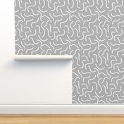 Curly waves and chromosomes pop art twist and curl abstract Scandinavian print cool gray SMALL