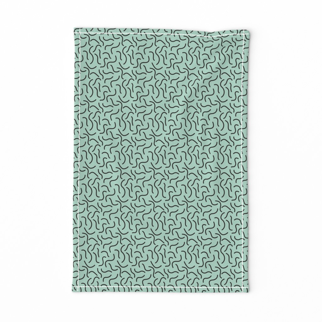 Curly waves and chromosomes pop art twist and curl abstract Scandinavian print warm mint green SMALL