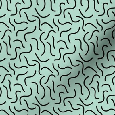 Curly waves and chromosomes pop art twist and curl abstract Scandinavian print warm mint green SMALL