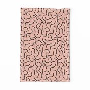 Curly waves and chromosomes pop art twist and curl abstract Scandinavian print warm gray warm blush pastel pink