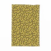 Curly waves and chromosomes pop art twist and curl abstract Scandinavian print mustard yellow 