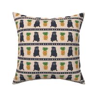 Primitive Pug and pineapple - small border black