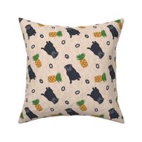 Primitive Pug and pineapple - ditsy black