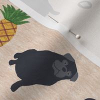 Primitive Pug and pineapple - ditsy black