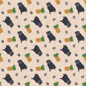 Primitive Pug and pineapple - ditsy black