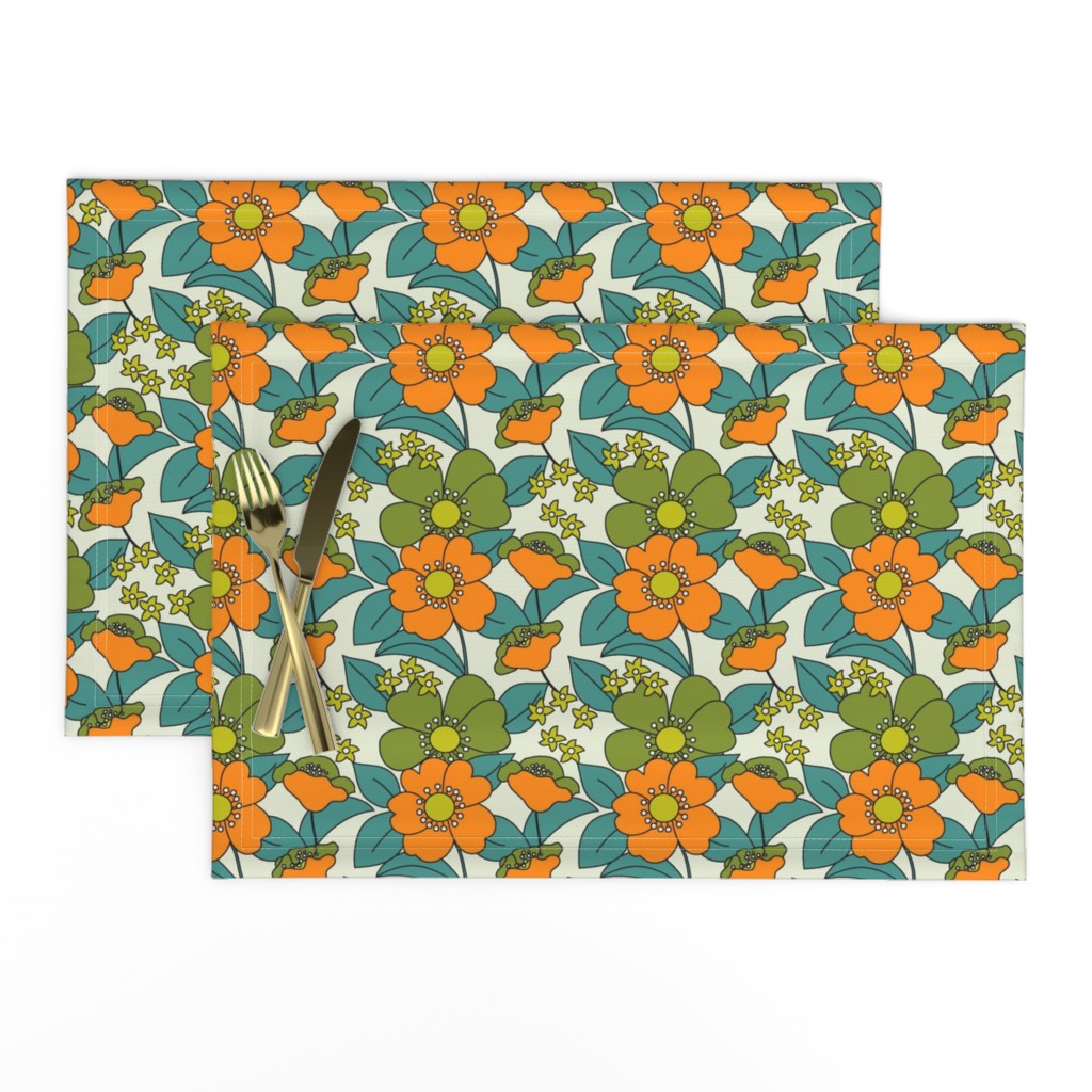 70s Floral orange Reduced