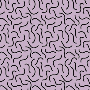 Curly waves and chromosomes pop art twist and curl abstract Scandinavian print violet lilac