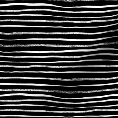 Horizontal Illusion White Brush Stroke Stripes on Black