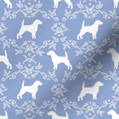Beagle silhouette with florals cerulean