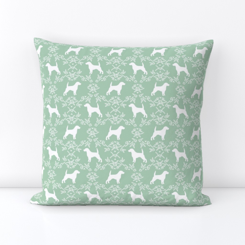 Beagle silhouette with florals mint