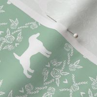 Beagle silhouette with florals mint