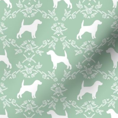 Beagle silhouette with florals mint