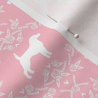 Beagle silhouette with florals pink