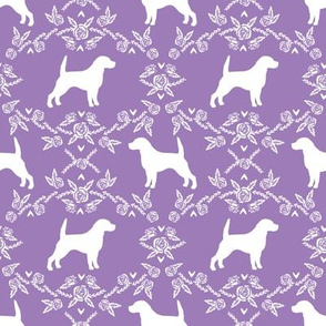 Beagle silhouette with florals purple