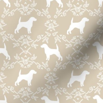 Beagle silhouette with florals sand