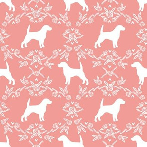 Beagle silhouette with florals sweet pink