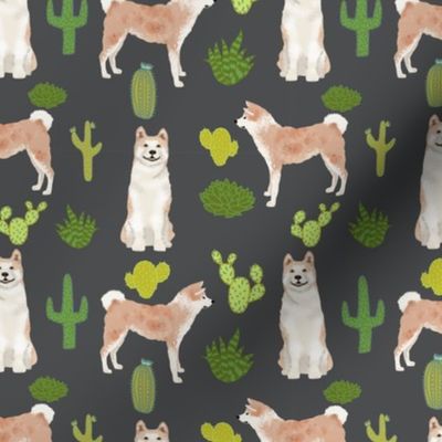 Akita cactus fabric charcoal