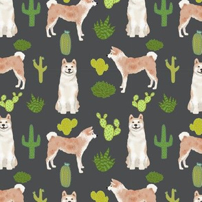 Akita cactus fabric charcoal