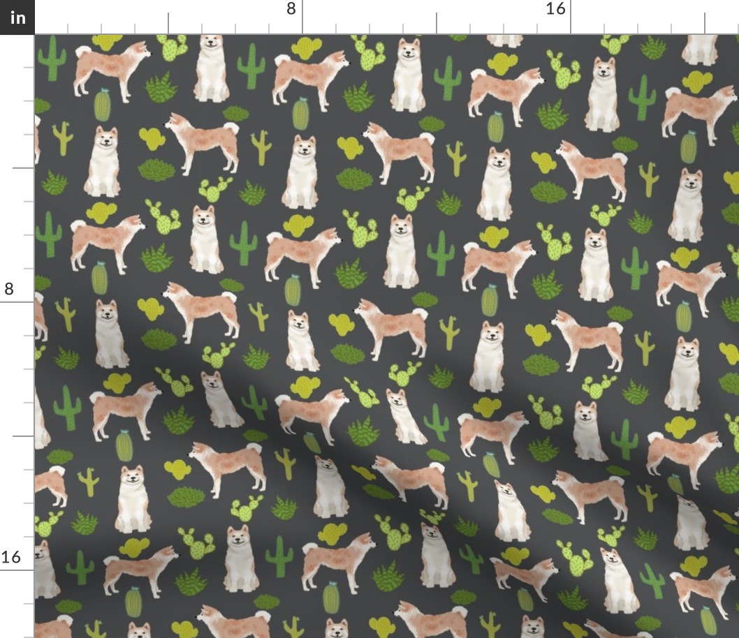 Akita cactus fabric charcoal