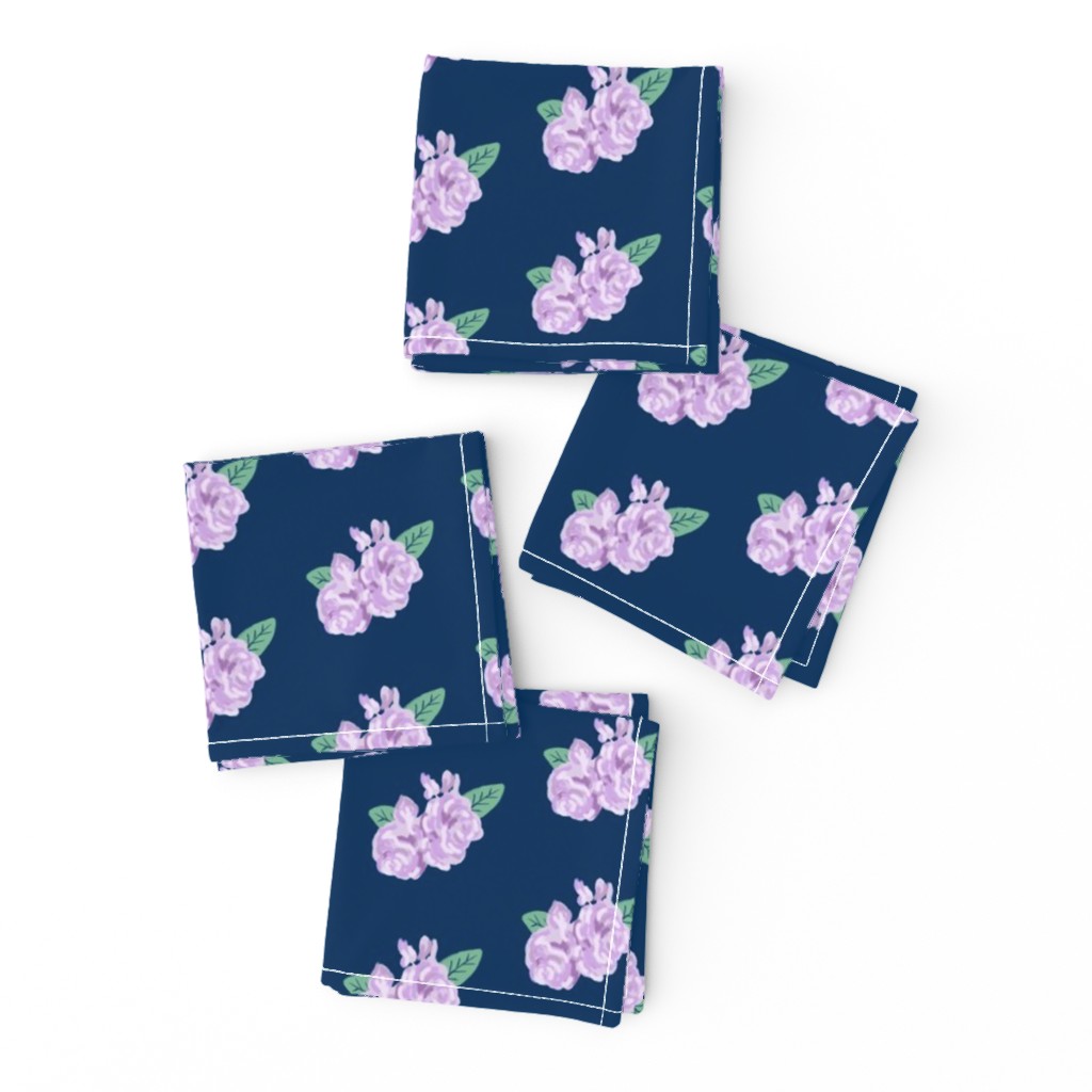 navy and purple fabric floral fabric