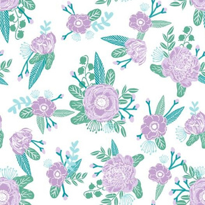 floral fabric purple turquoise nursery baby girls fabric