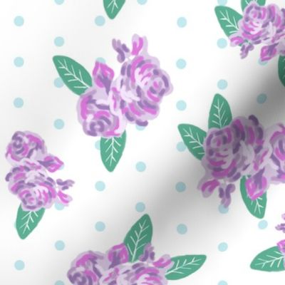 floral fabric purple flowers fabric mini dots