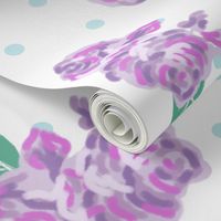 floral fabric purple flowers fabric mini dots