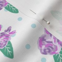 floral fabric purple flowers fabric mini dots