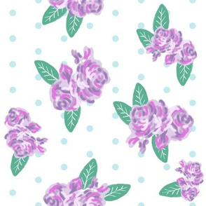 floral fabric purple flowers fabric mini dots