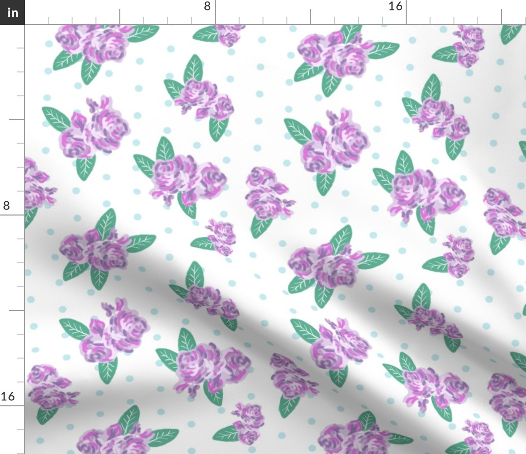 floral fabric purple flowers fabric mini dots