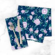 floral fabric navy purple turquoise fabric