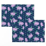 navy floral fabric flowers purple fabric