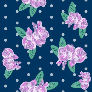 navy floral fabric flowers purple fabric