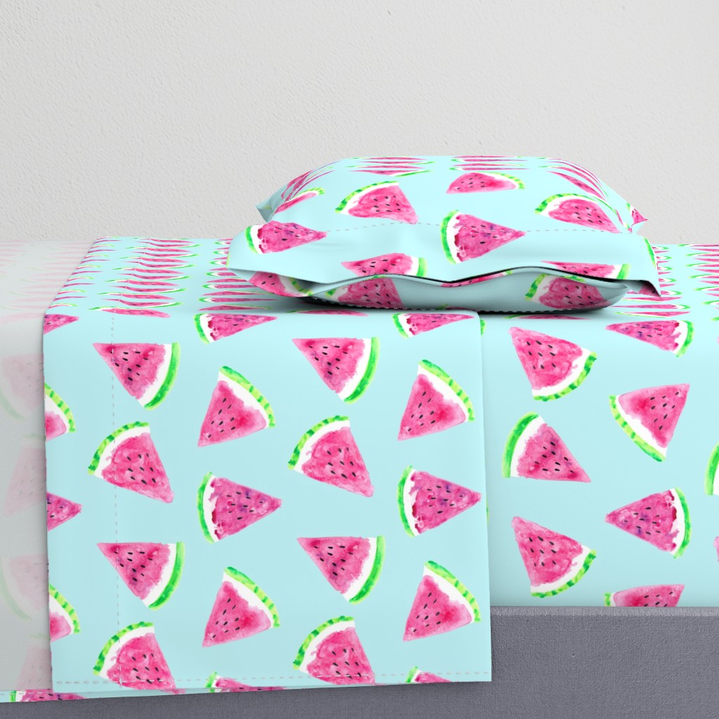 watermelon slices - light blue || fruit fabric