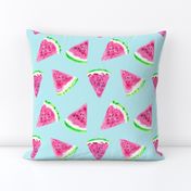 watermelon slices - light blue || fruit fabric