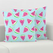 watermelon slices - light blue || fruit fabric