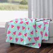 watermelon slices - light blue || fruit fabric