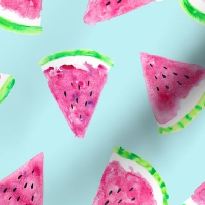 watermelon slices - light blue || fruit fabric