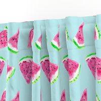 watermelon slices - light blue || fruit fabric