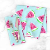 watermelon slices - light blue || fruit fabric