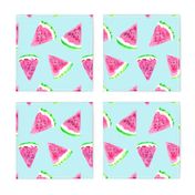 watermelon slices - light blue || fruit fabric