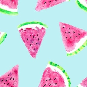 watermelon slices - light blue || fruit fabric