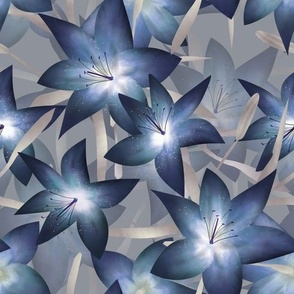 Blue lilies floral pattern 